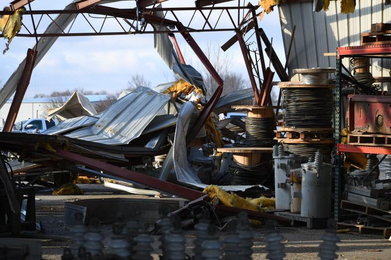 Vinton operations warehouse interior damaged by tornado