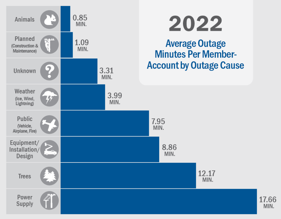 2022 Average Outage Minutes Per Member-Account by Outage Cause chart